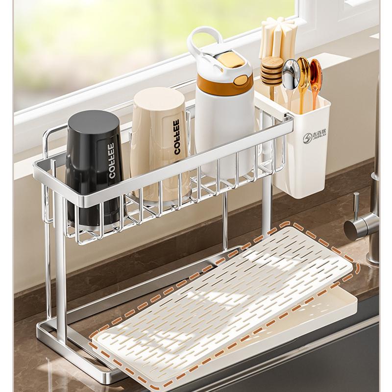 Double-Layer Desktop Cup Holder Household Inverted Drainage Rack Tea Set And Tea Cup Storage Organizer Kitchen Accessories