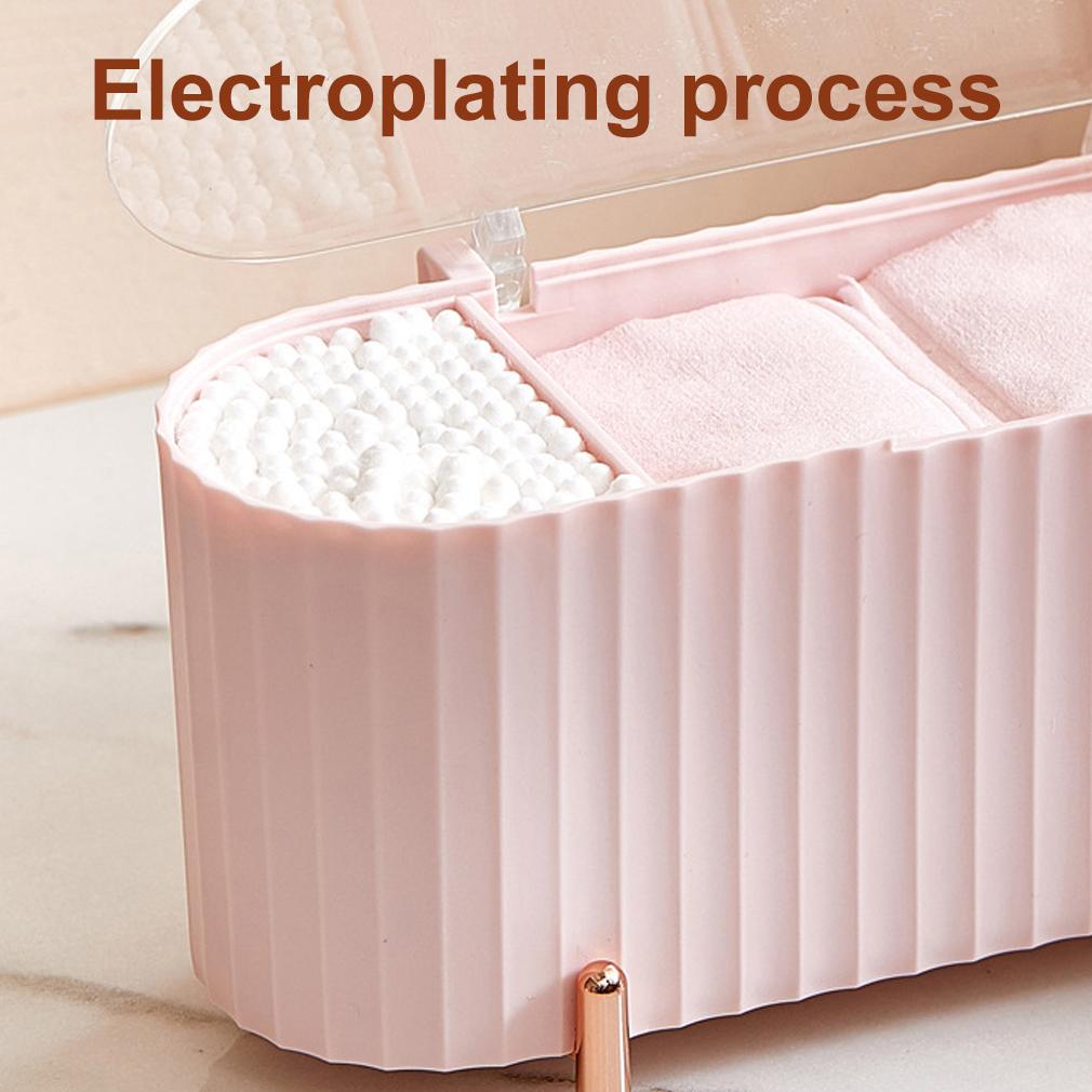 Dust-proof Makeup Organizer Desktop Cosmetics Storage Box Cotton Pads Swabs Beauty Egg Holder Bathroom Jewelry Organizer