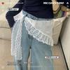 White Lace Bandana Belt Women's Spring and Summer French Retro High-end Triangle Scarf Headwear Tie Hair Headband