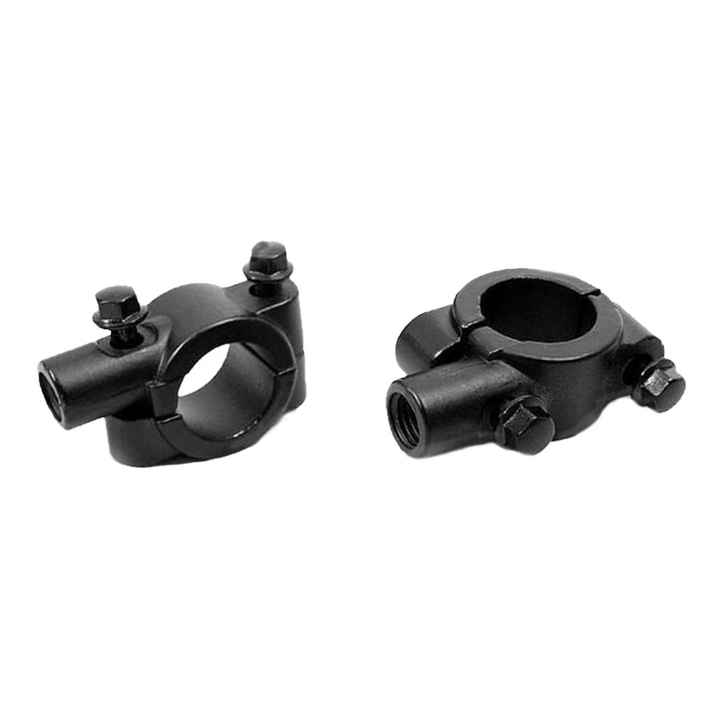 2Pcs 7/8" Handlebar Rearview Mount Holder Adapter 8mm/10mm Thread Motorcycle Handlebar Mount Holder Clamp