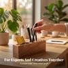 Pen Holder with Card Slot Natural Wood Desk Tidy Compact for Study Room