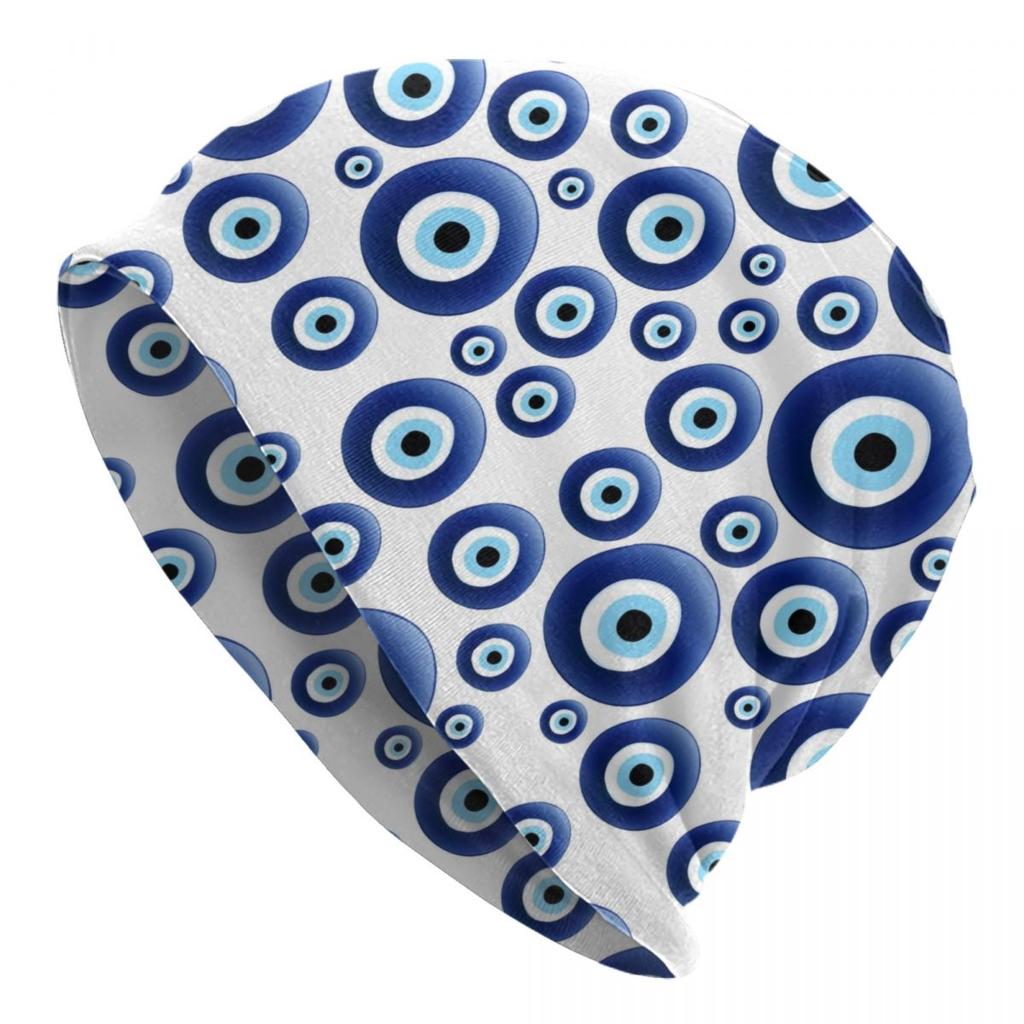Mediterranean Evil Eye Skullies Beanies Caps Hip Hop Winter Warm Knitted Hat Adult Unisex Turkish Amulet Culture Bonnet Hats