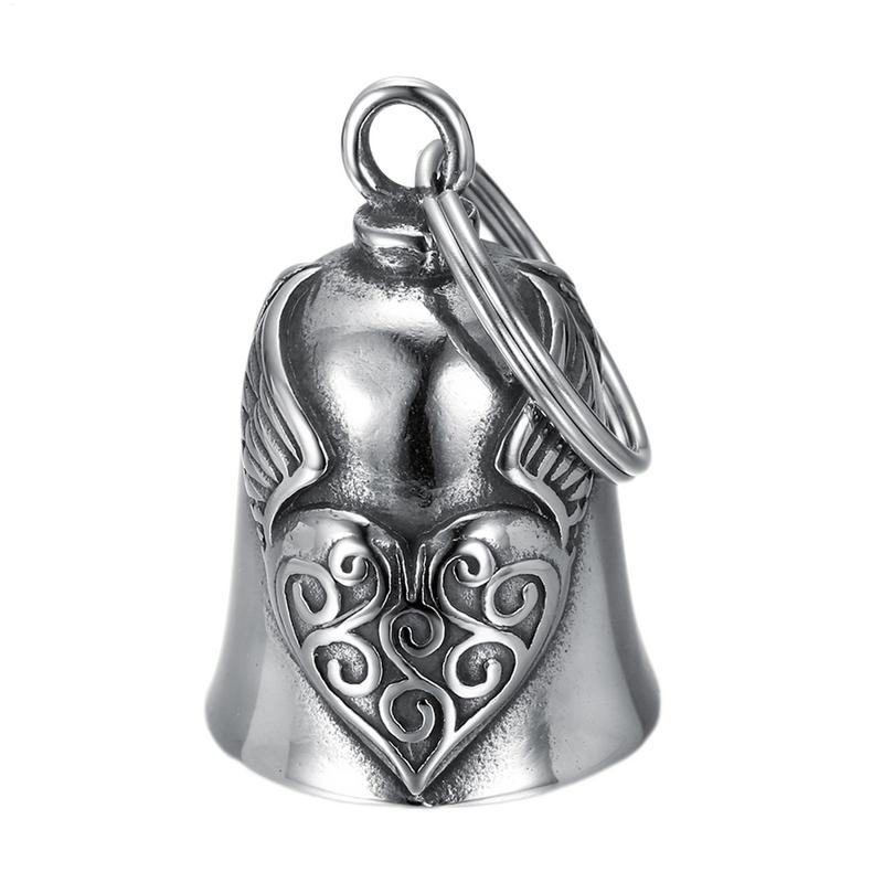 Motorcycle Riding Amulet Pendant Good Luck Heart Wing Riding Bell Retro Motorcycle Safety Jewelry Bell Decoration