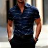 Men Abstract Line Print Lapel Short Sleeve Button Down Shirt