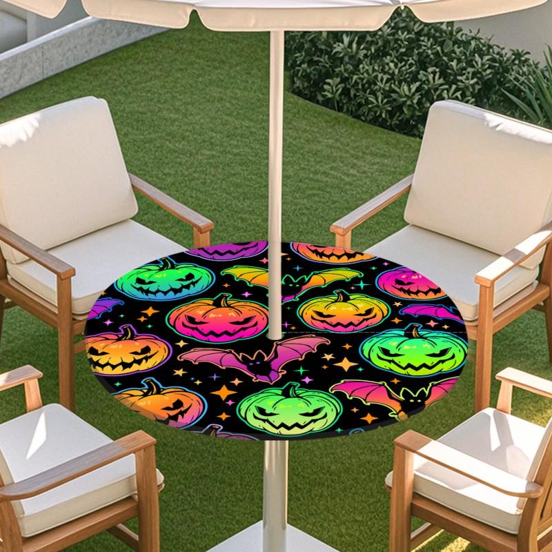 Outdoor Round Table Cover With Umbrella Hole Waterproof Elastic Edge Patio Garden Deck