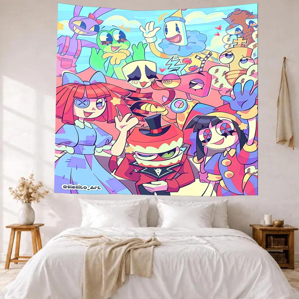 Digital Circus Wall Decor Tapestry Art For Pet Memorial Birthdaywedding Party Backdrop Family Gift
