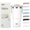 TYESO Tumbler Straw 600ml Water Bottle Thermal Insulation Large Capacity Stainless Steel Lid Spill-proof Portable Handle Vacuum Insulated Double Wall