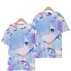 Anime Re Zero Rem 3D Print T-Shirt Casual Short Sleeve for Men Streetwear Kawaii Anime Fans Top