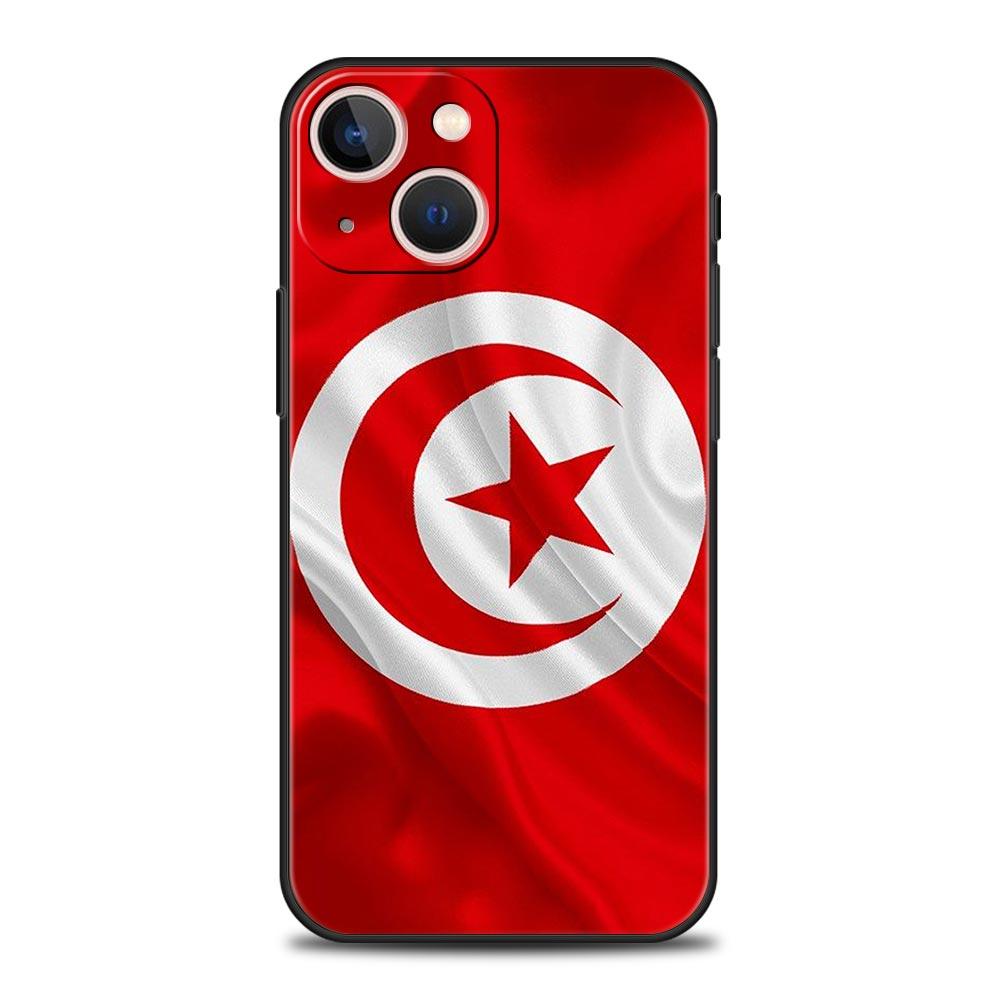 Tunisia Flag Phone Case For iPhone 17 16 15 Pro Max 11 12 13 14 7 8 Plus SE 2020 X XR XS Cover Soft Black