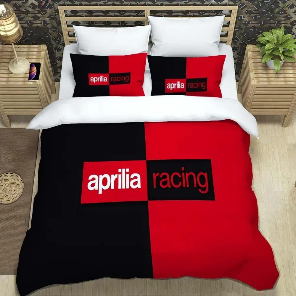 Motorfiets Vloot A-Aprilia Beddengoed Dekbedovertrek Kussensloop Enkel Twin Maat Cadeau voor Student Volwassene 2/3-delige set Woondecoratie 135x200cm (2pcs)