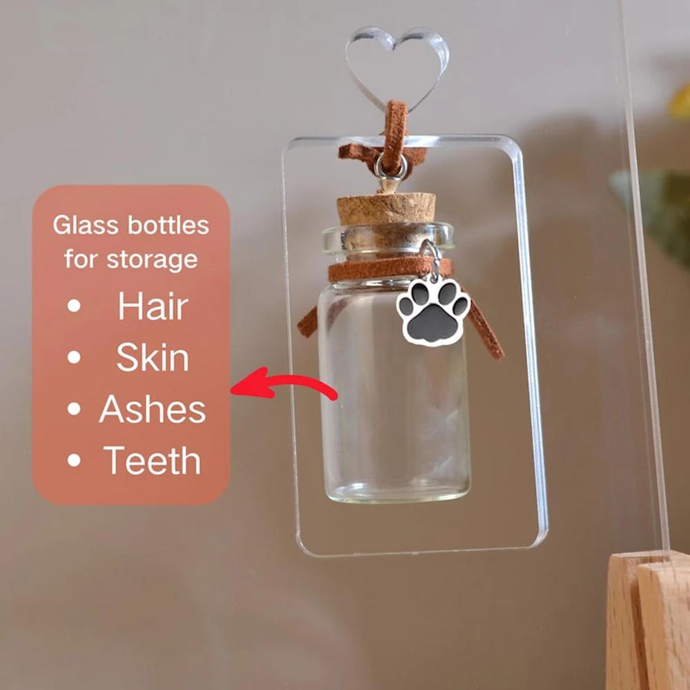 Custom Photo Acrylic Pet Memorial Night Light with Glass Fur Keepsake Jar Pet Remembrance Gift for Dog Cat Loss Owners