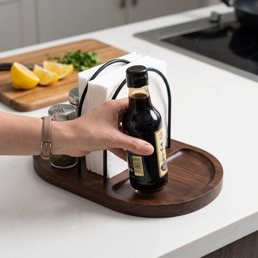 Multi Compartment Rotating Napkin Holder Vertical Napkin Holder  for Dining Table