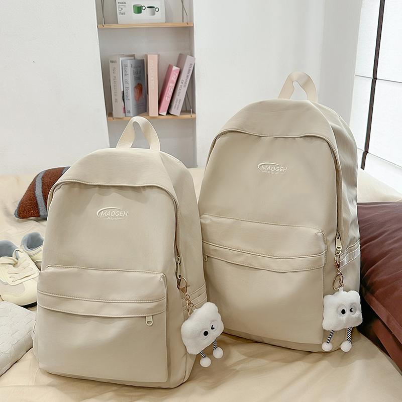 Solid Color Backpack Women's Large Capacity College Style Backpack Student Schoolbag