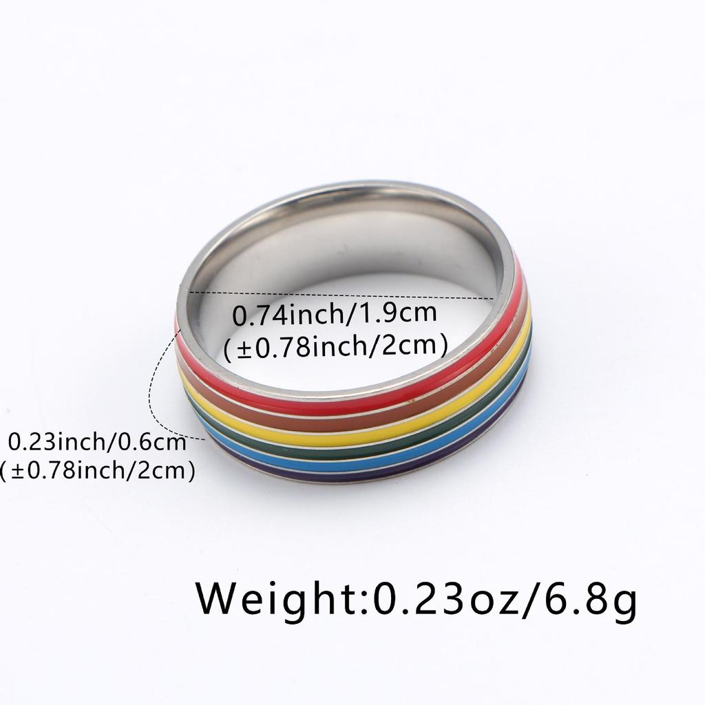 Edelstahl Regenbogen Emaille Breiter Band Partnerring