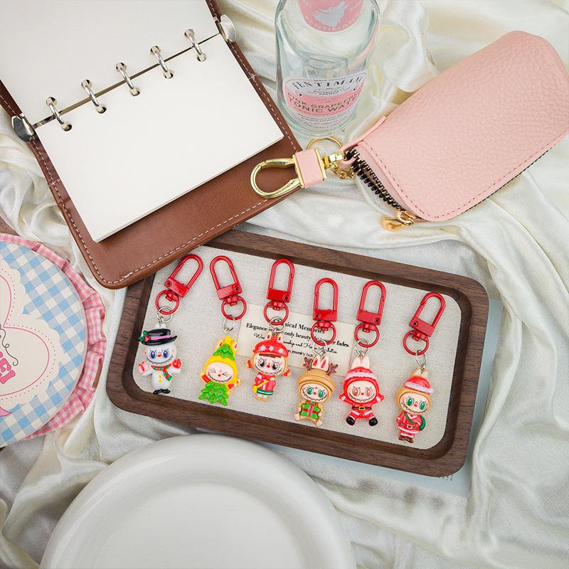 1/6Pcs Key Chains Hanging Cartoon Pendant Cute Backpack Pendant Christmas Gift Christmas Series Rabbit Keychain
