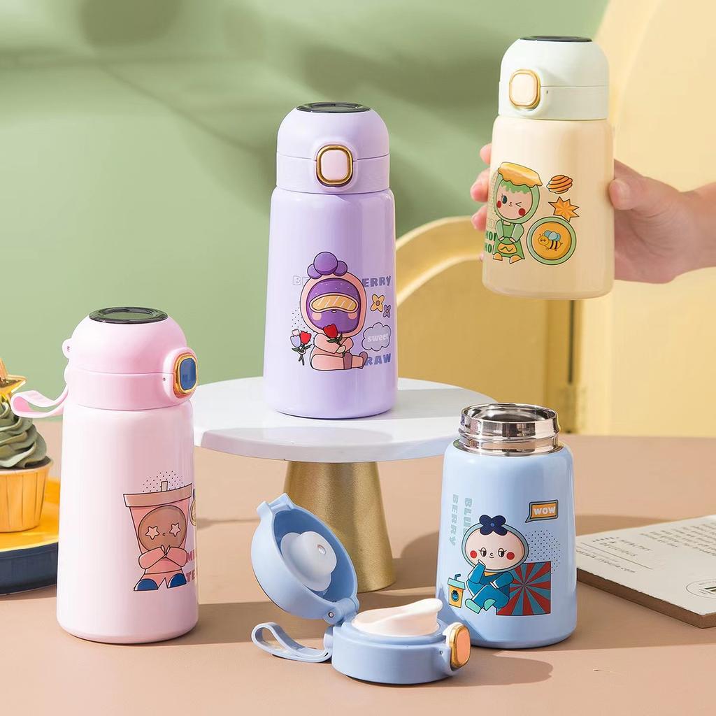 Creative LED Intelligent Temperature Display Stainless Steel Children's Thermos Mini Cartoon Bouncing Cups Portable Gift Cups.