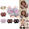 Cute Cat Paw Gloves Winter Warm Touchscreen Half Finger Mittens For Girls