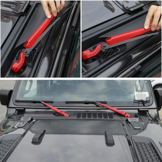 2X Red Front Window Windshield Wiper Decor Cover Trim for Jeep Wrangler JL 2018+