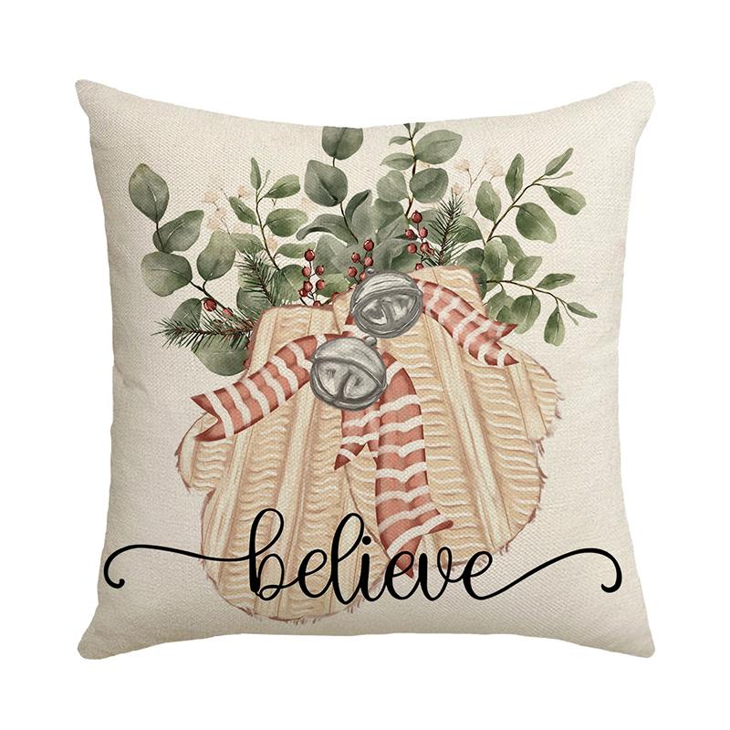 Christmas Pillow Cover Linen Printed Home Sofa Cushion Cover Car Headrest Office Pillowcase Christmas Party Decoration