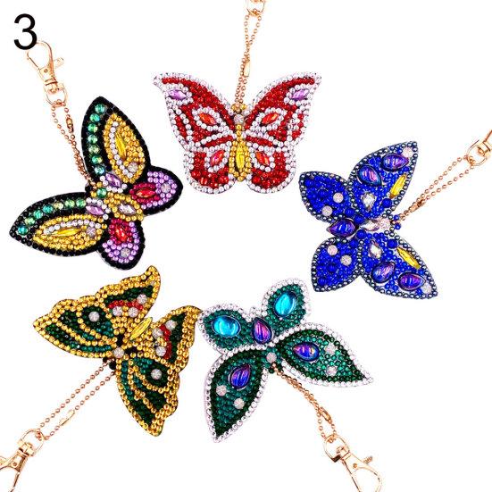 5Pcs Butterfly Heart DIY Full Multi-shape Diamond Painting Keychain Ring Pendant