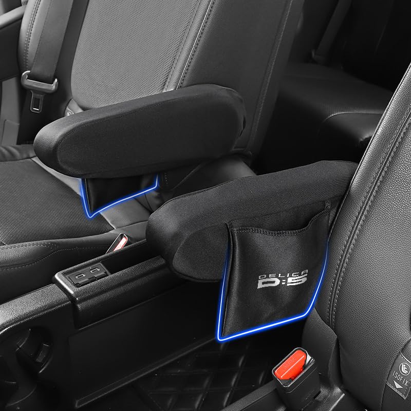 

Delica Compatible Armrest Cover with Small Item Storage Custom Accessory for New Delica Car Seat Armrest Highly Car Interior Parts D5 Pocket, чёрный