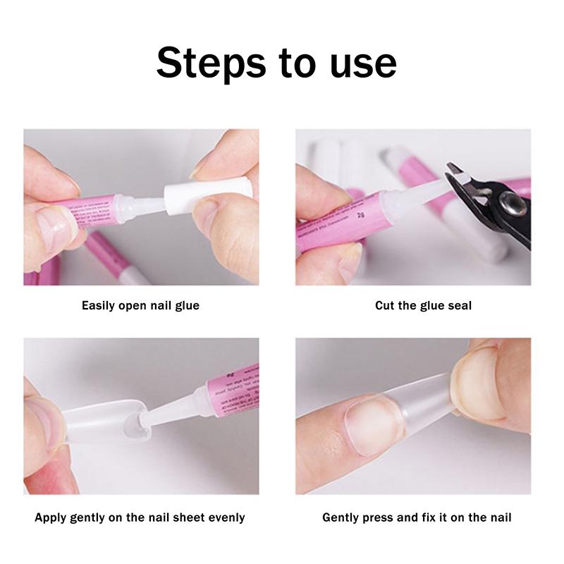 2G 10 Stück/Beutel Super Starker Nagelkleber für Falsche Nagelspitzen Acrylnägel Aufdrücken Künstliche Nägel Kunstdekoration Lang Anhaltende Haftung