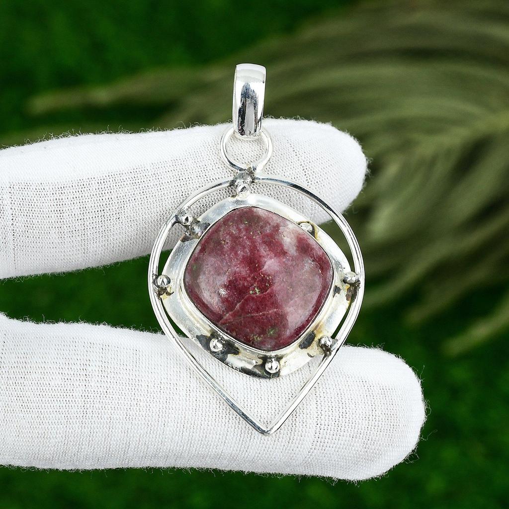 925 Silver Thulite Stone Engagement Bezel Mother Elegant Birthday Trendy Pendant