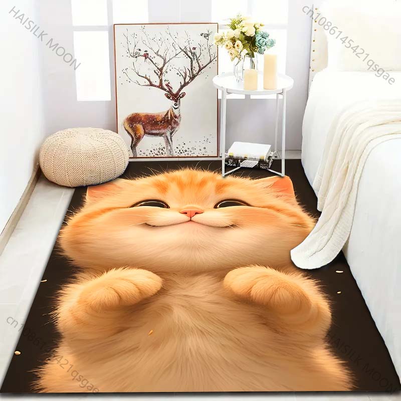 Multisize Happy Cat Pattern Carpet for Bedroom Living Room Bedside Sofa Floor Mat Modern Home Decor Area Rugged Luxury Gift