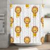 Cute Animal Shower Curtain Yellow Lion with Flower Crown Pattern for Bathroom Decor White Fabric Waterproof Bath Liner (180x240c