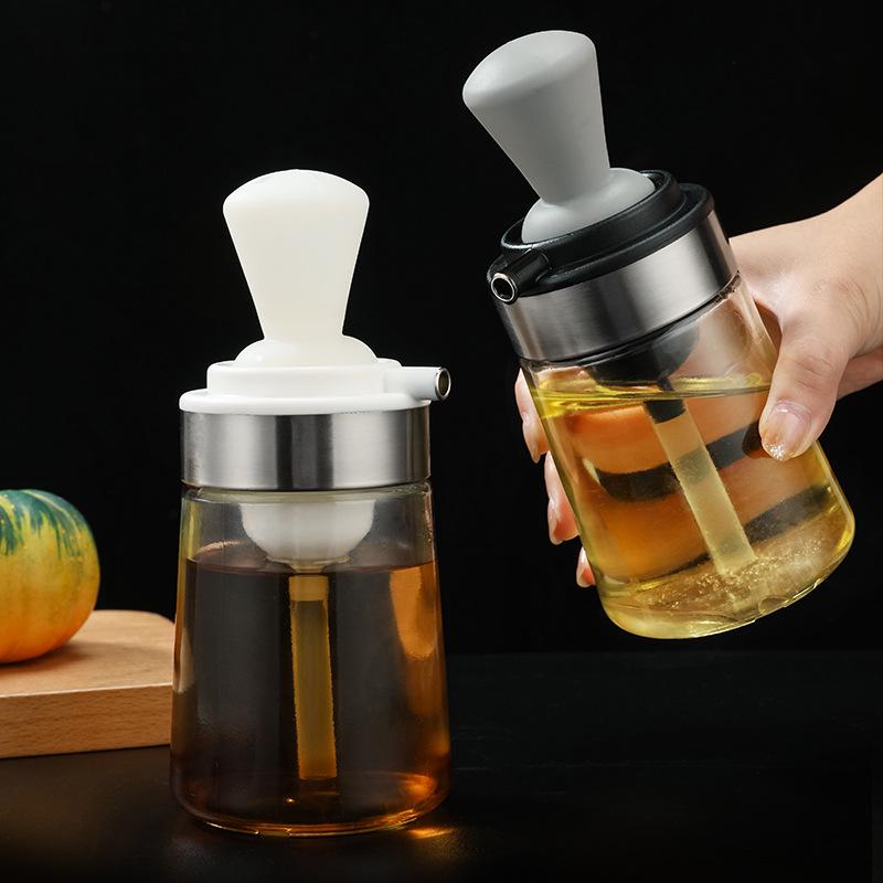 Silicone Brush-Head Oil Control Glass Bottle for Kitchen