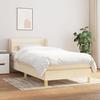 Exclusive House - Slatted Bed Base with Cream Mattress 80x200 Cm Fabric