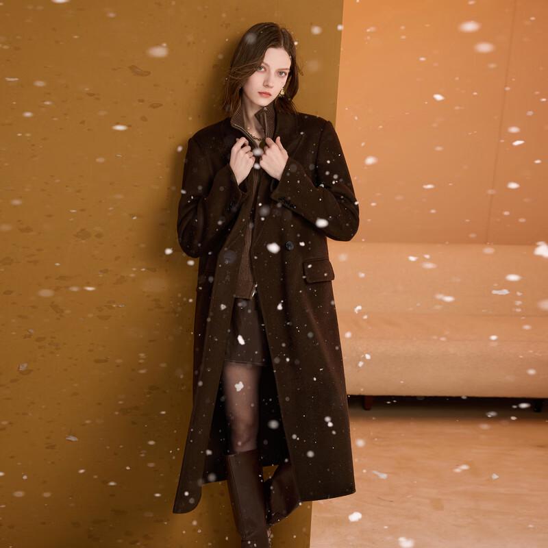 Sancai Women's 2025 Winter Merino Wool Double-faced Long Coat