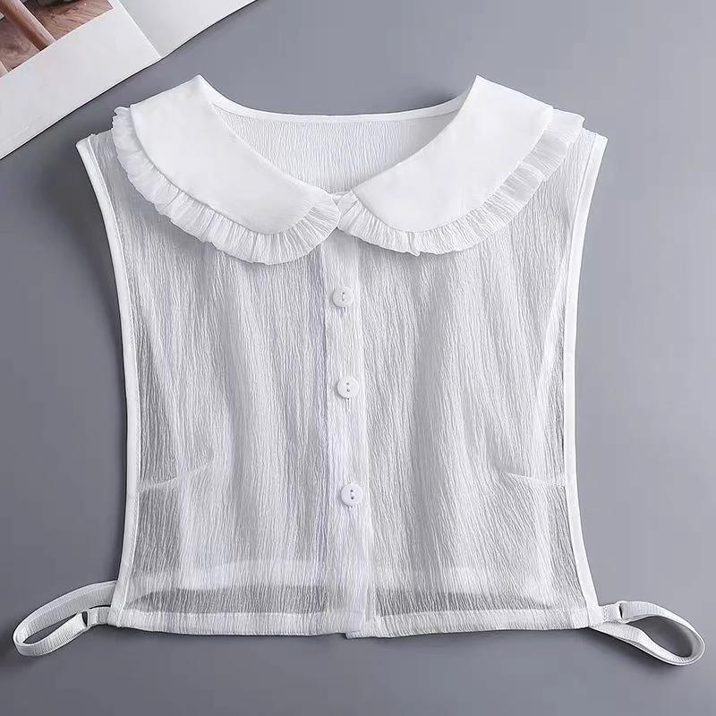 Girls Hollow Out Lace Shirt Detachable Fake Collar Shirt Lapel Blouse Top Adjustable Women Clothes Ladies False Collar Decor