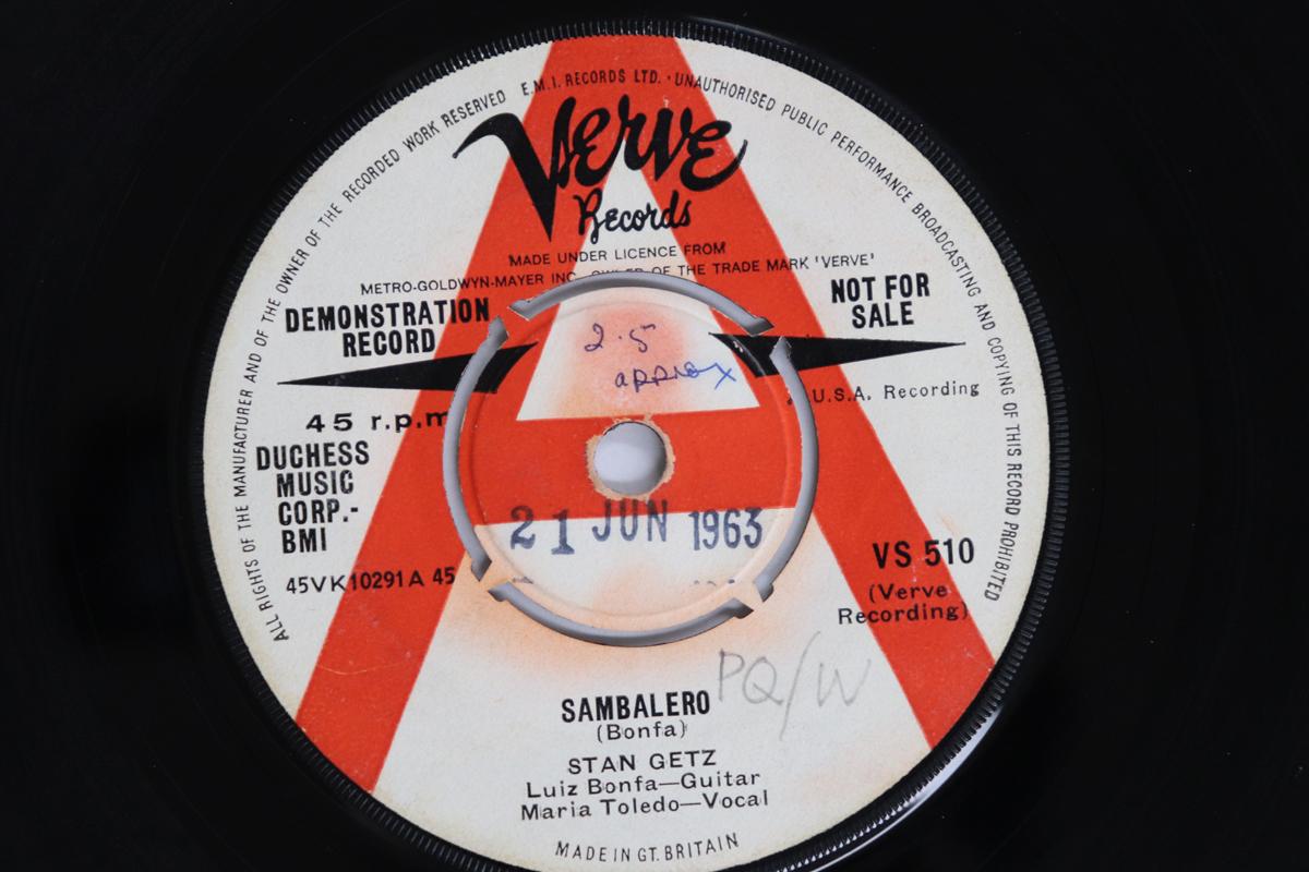 

7inch Record STAN GETZ - Sambalero / O Morro VS510PROMO VERVE RECORDS 1963 UK Jazz Used