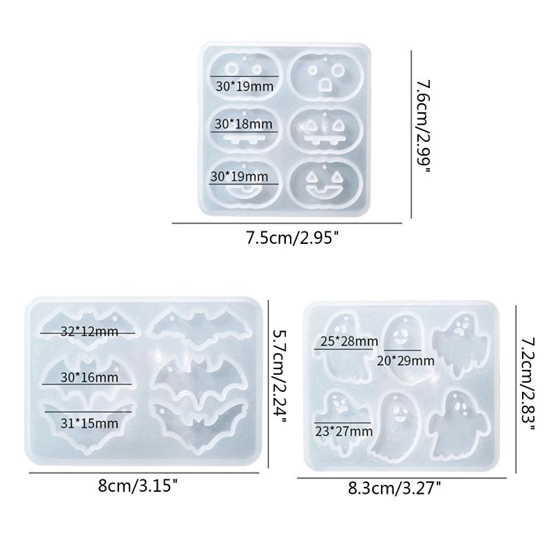 Diy Crystal Epoxy Mold Earrings Jewelry Mold Hanging Pendant Decoration Halloween Pumpkin Bat Mirror Silicone Mold