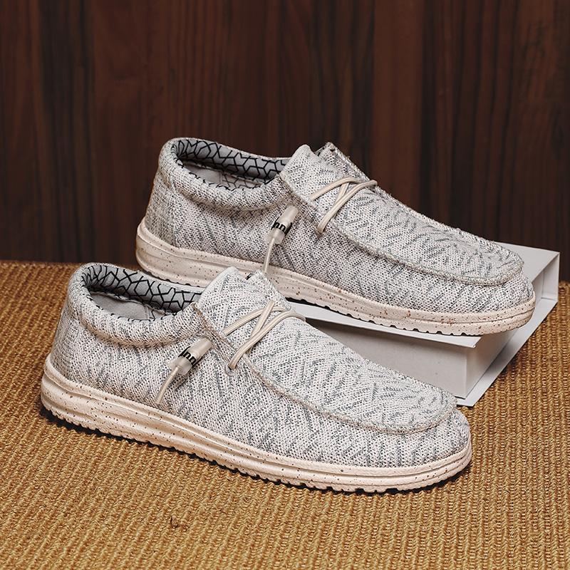 Large Size Men s Loafers Korean Version Fashionable Casual Trendy Men Breathable Lightweight Lazy One Foot Canvas Shoes 40 белый