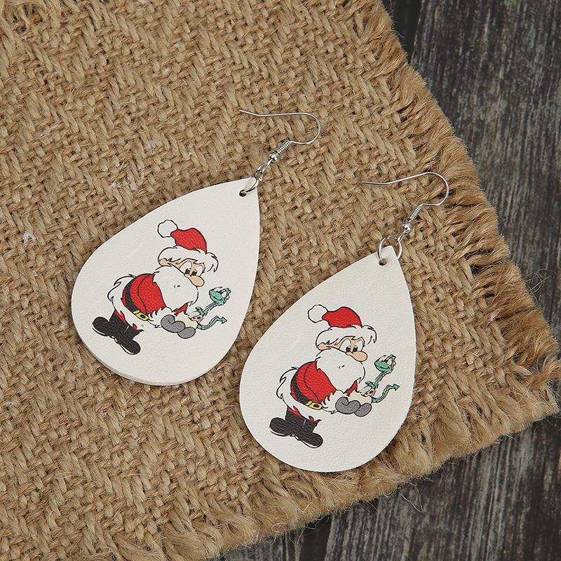 European-American Christmas Water Drop Earrings: Santa Claus with Snake Pattern
