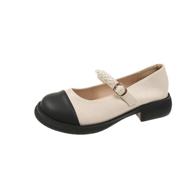 Pearl Mary Jane with skirt small leather shoes women's summer 2025 new spring and autumn college style soft flat loafers single shoes