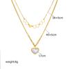 Fashion Creative Two Layer Layering Hollow Double Heart Pendant Chain Pearl Heart Necklace