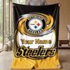 Pittsburgh Steelers Custom Flannel Throw Blanket Print Your Name Text Soft Warm Blanket Holiday Present