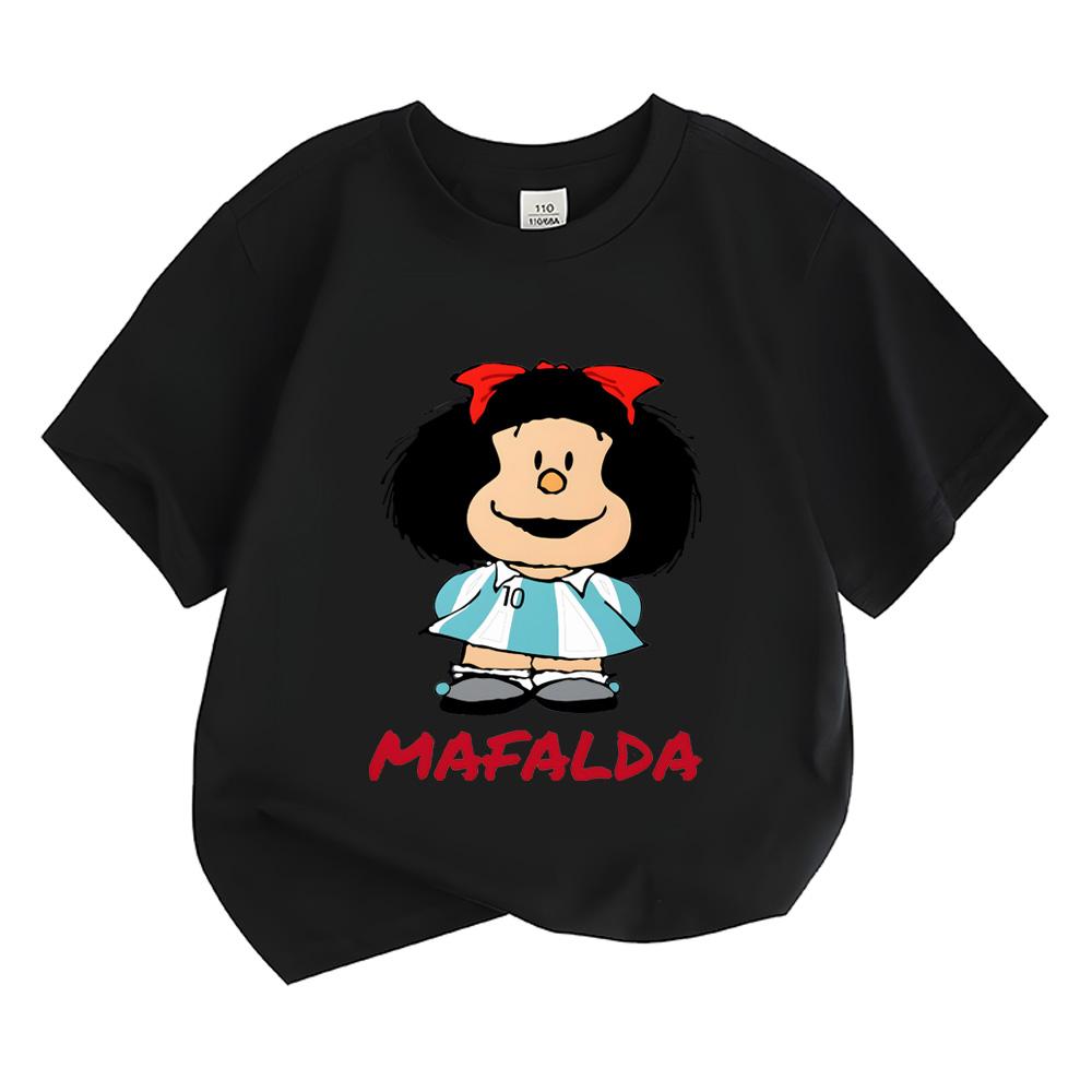 2026 New Style Mafalda Comic Round Neck Tees Boys Girls Kids Clothing 100%Cotton Tops High Quality Sports Sleeves Fashion Streetwear