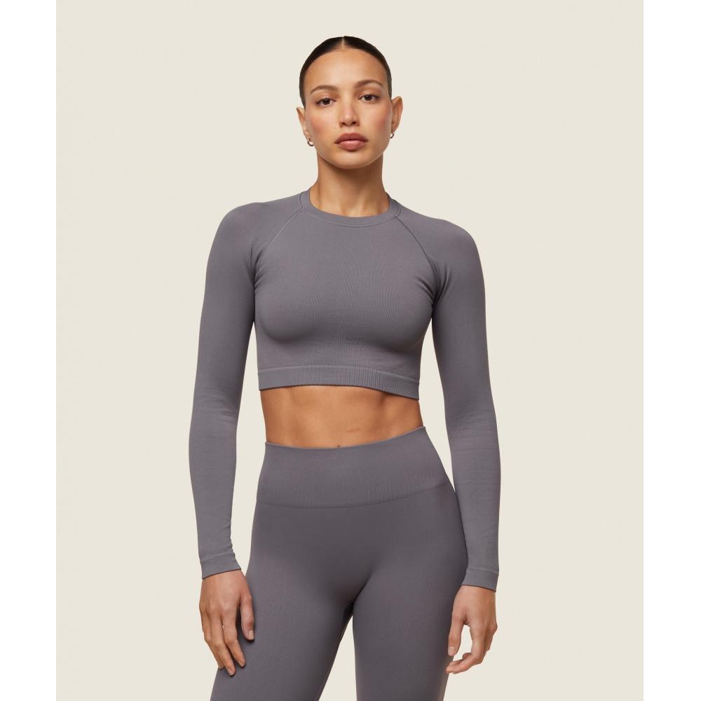 

Повседневная одежда GYMSHARK Бесшовный укороченный топ с длинными рукавами матовый серый B1C2C GCHK XL