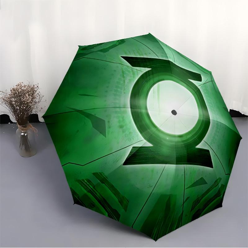 1pc Green Lantern Symbol Umbrella - Automatic Open Compact Travel Umbrella with 60-Rib Durable Frame yy251021103