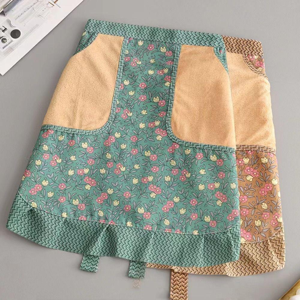 Anti-fouling Work Clothes Flower Cooking Half-waist Apron Fashion Half-length Apron  Cooking