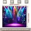 Sfondo Colorato con Spotlight da Palco e Note Musicali per Feste
