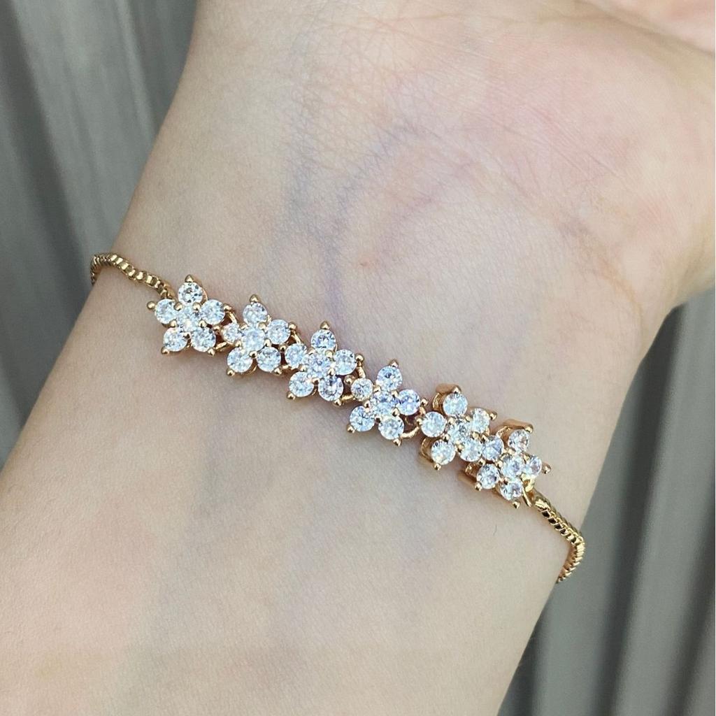 Douyin Wholesale of the Same Seiko Micro-inlaid Zircon Full Diamond Flower Bracelet Wind Jewelry