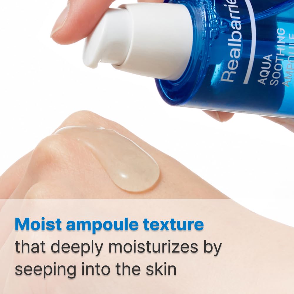 Real Barrier Aqua Soothing Ampoule Moisturizing Serum for Sensitive and Dry Formulated with Ceramides and Hyaluronic Korean Moisturizing and Glowing
