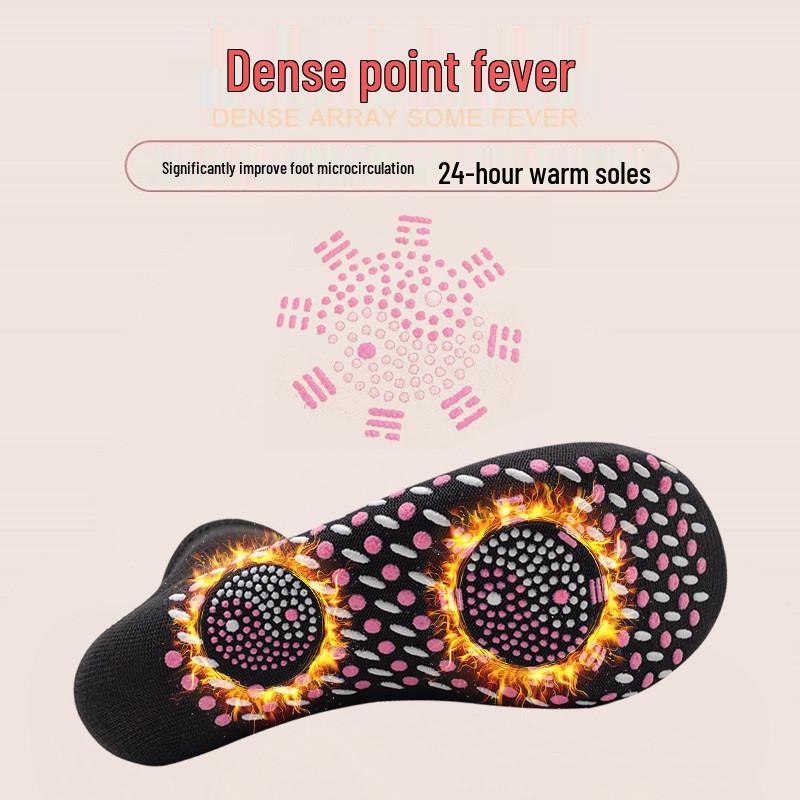Tourmaline Self-Heating Mid-Tube Massage Socks - Warm, Cold-Resistant, Sweat-Absorbing Cotton