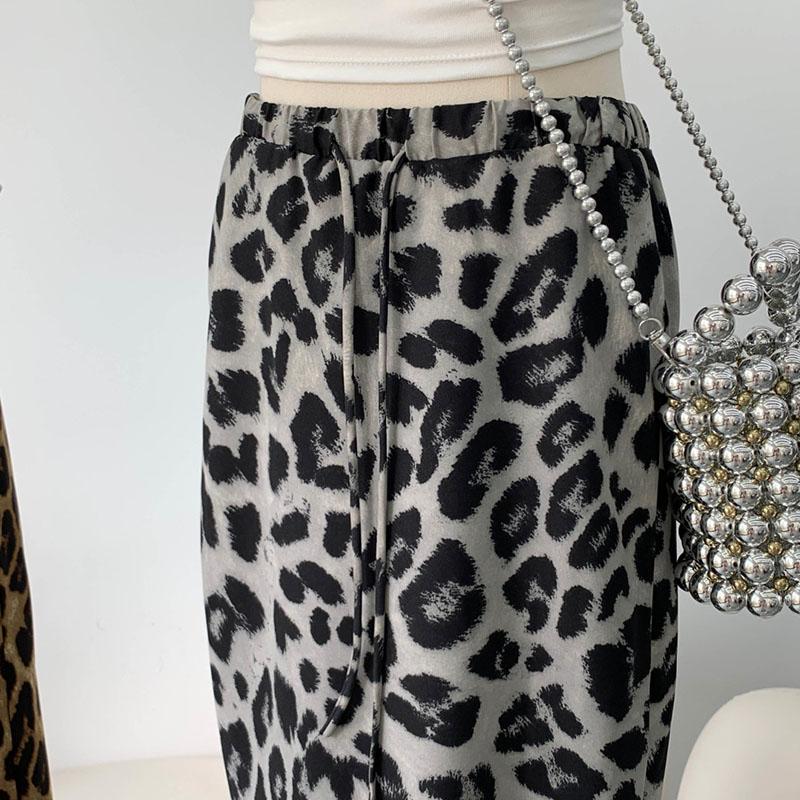 Skirt Women Summer Casual Versatile Leopard  Elastic Half Skirt Loose Comfortable Oversize Stretchy Bustier Skirt