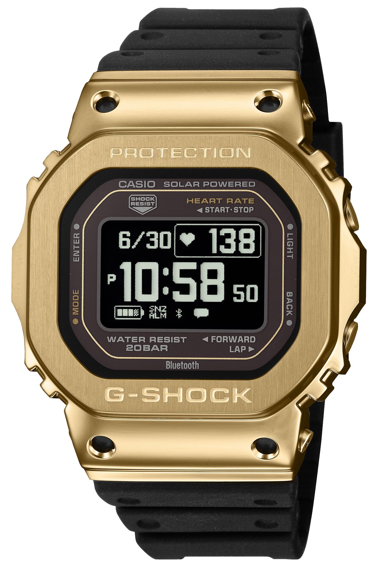 

Watch with Heart Rate and Environmentally Friendly Gold [Casio] G-Shock G-SQUAD Monitor, Bluetooth, Materials, GM-H5600-9JR, Men s,